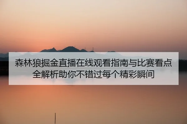 森林狼掘金直播在线观看指南与比赛看点全解析助你不错过每个精彩瞬间